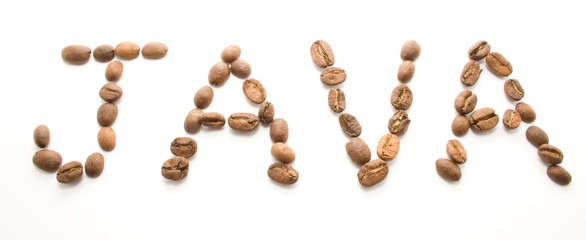 The word Java coffee
