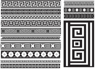 Different types of seamless Greek patterns