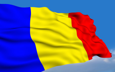 Romanian Flag waving on wind