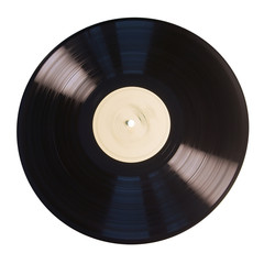 Old vinyl record isolated on white background