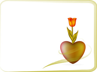 card with heart and tulip