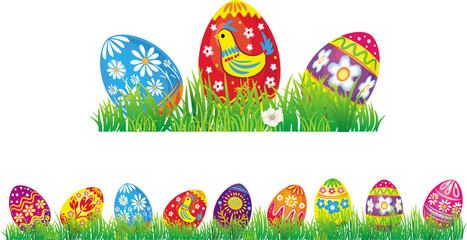 Easter eggs in grass