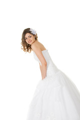 beauty bride in white dress