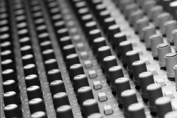 Obraz premium Mixing console detail, shallow dof