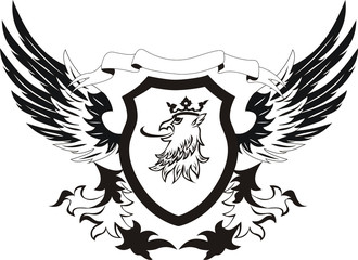 Grunge retro shield with griffon head