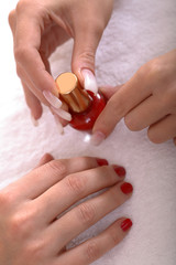 Applying nail polish