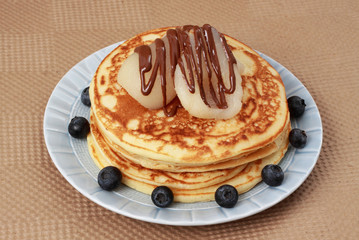 pancakes pear and chocolate