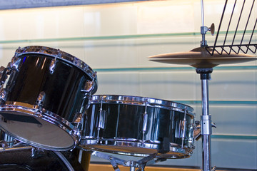 Black Drum Set and Cymbal