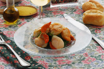 Capesante fritte in farina di mais con i broccoletti