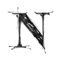 letter N. Alphabet symbol - grunge hand draw paint