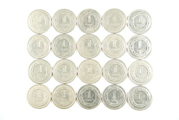 Many of one zloty coins