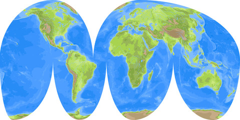 World Map - Mollweide Interrupted Projection