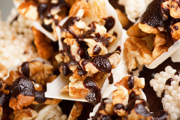 Cake with walnuts  and chocolate