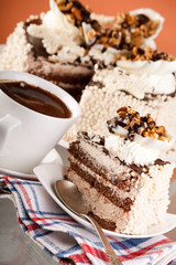 Cake with walnuts  and chocolate