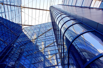 business building on blue sky background