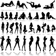 hot girls illustration vector silhouettes