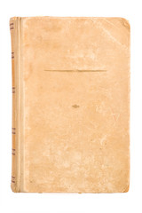 Closeup of old book on white with clipping path