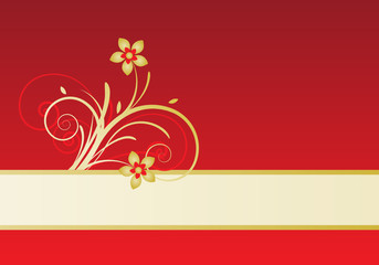 red gold text bar with floral design