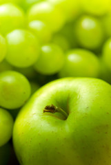 image d'une pomme et raisin - photo vert format vertical