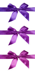 gift satin ribbon bows on white background