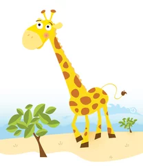 Papier Peint photo autocollant Zoo Girafe. Illustration vectorielle.