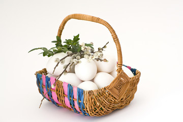 Easter eggs in basket