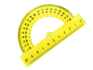 yellow  protractor isolated