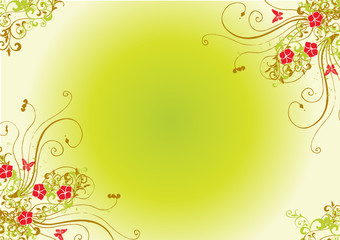cadre floral vert et lueur