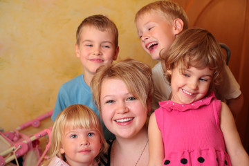 Young girl and four children