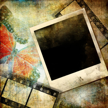 grunge artistic background with polaroid frame