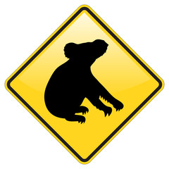 Koala warning sign with glossy effect