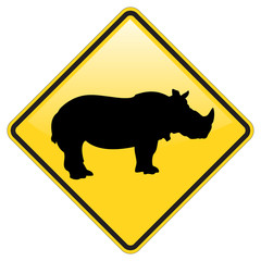 Rhino Warning Sign With Glossy Effect