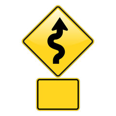 Zig Zag Road Warning Sign with Glossy effect