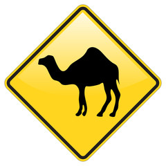 Camel Warning sign with glossy effect