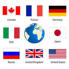 Flags of countries member of the G8