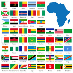 Detailed African flags and map