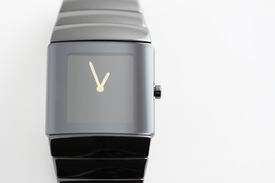elegant wristwatch on grey