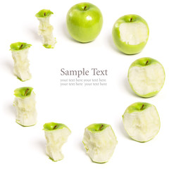 Nine stages of an apple being eaten forming circle
