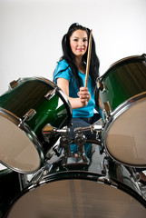 Fototapeta na wymiar Drmmer with drum set