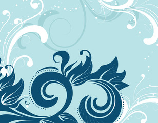 light blue floral background.