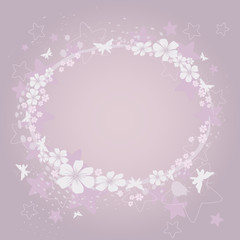 Grunge background with flowers and stars