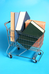 carrello della spesa pieno di libri