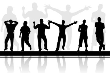 Silhouettes of six boys