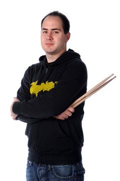 Man Holding Drum Sticks