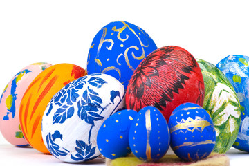 Eggs painted by hand  isolated on white background