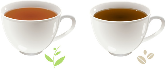 Two cups of tea and coffee