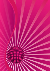 pink background with rays and disco ball