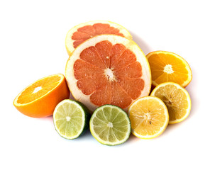 Citrus fruits isolated on white