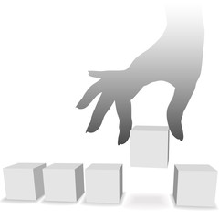 Hand picks one from a selection of five copyspaces