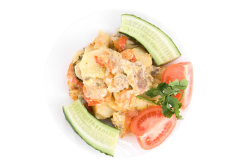 Top view of meat dish
